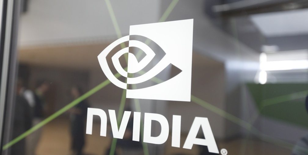 Image of Nvidia logo displayed on the glass screen.