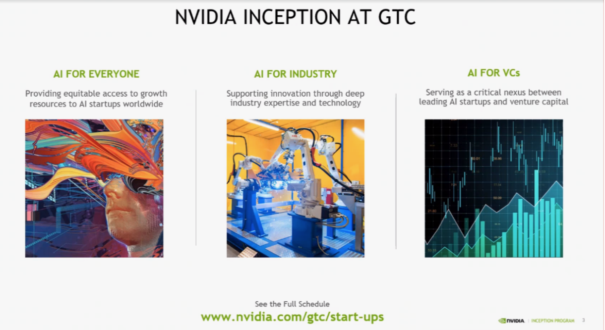 An image showing the three major tracks for Nvidia’s inception.